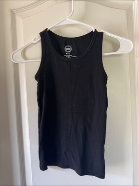 wonder nation Black Ribbed Tank Top / E63